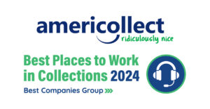 Americollect logo and the Best Places to Work logo